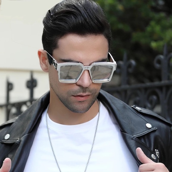 Luxury Brand Designer Square Sunglasses Silver Gold Men - Picture 9 of 16